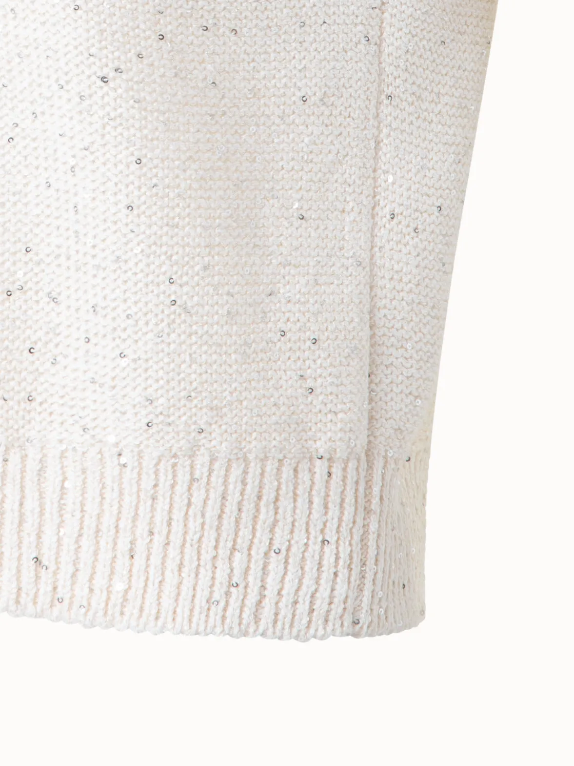 Sleeveless Linen Cotton Knit Top with Sequins