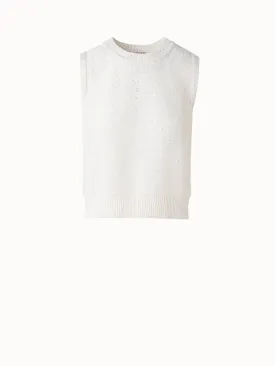Sleeveless Linen Cotton Knit Top with Sequins