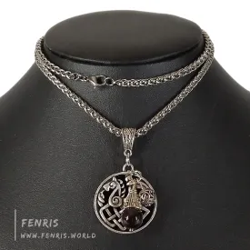 Sleipnir Necklace Silver Norse Red Garnet Bead