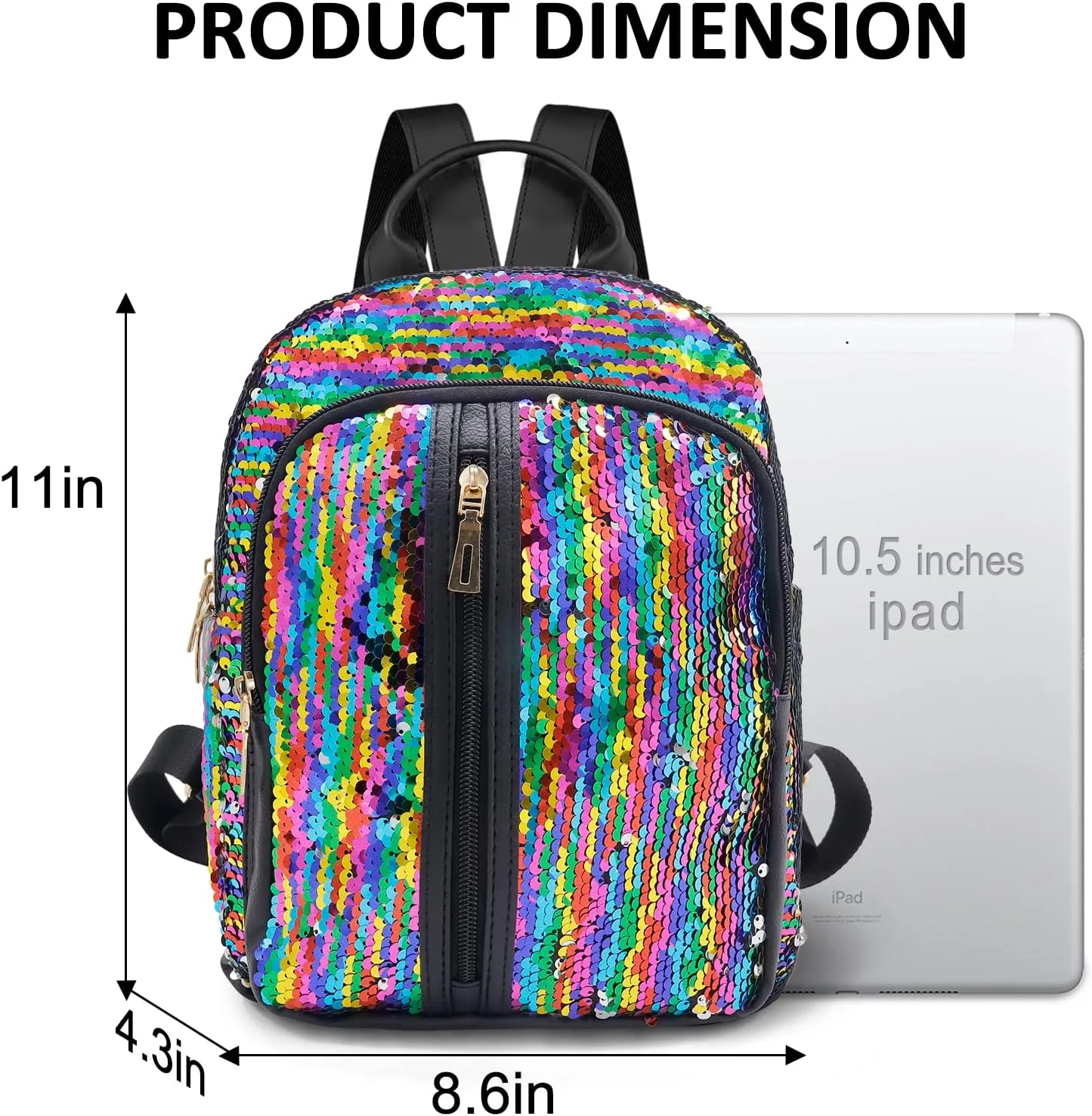Small Sequin Backpack for Girls Glitter Backpacks School Bookbag Fashion Daypacks - Colorful Rainbow