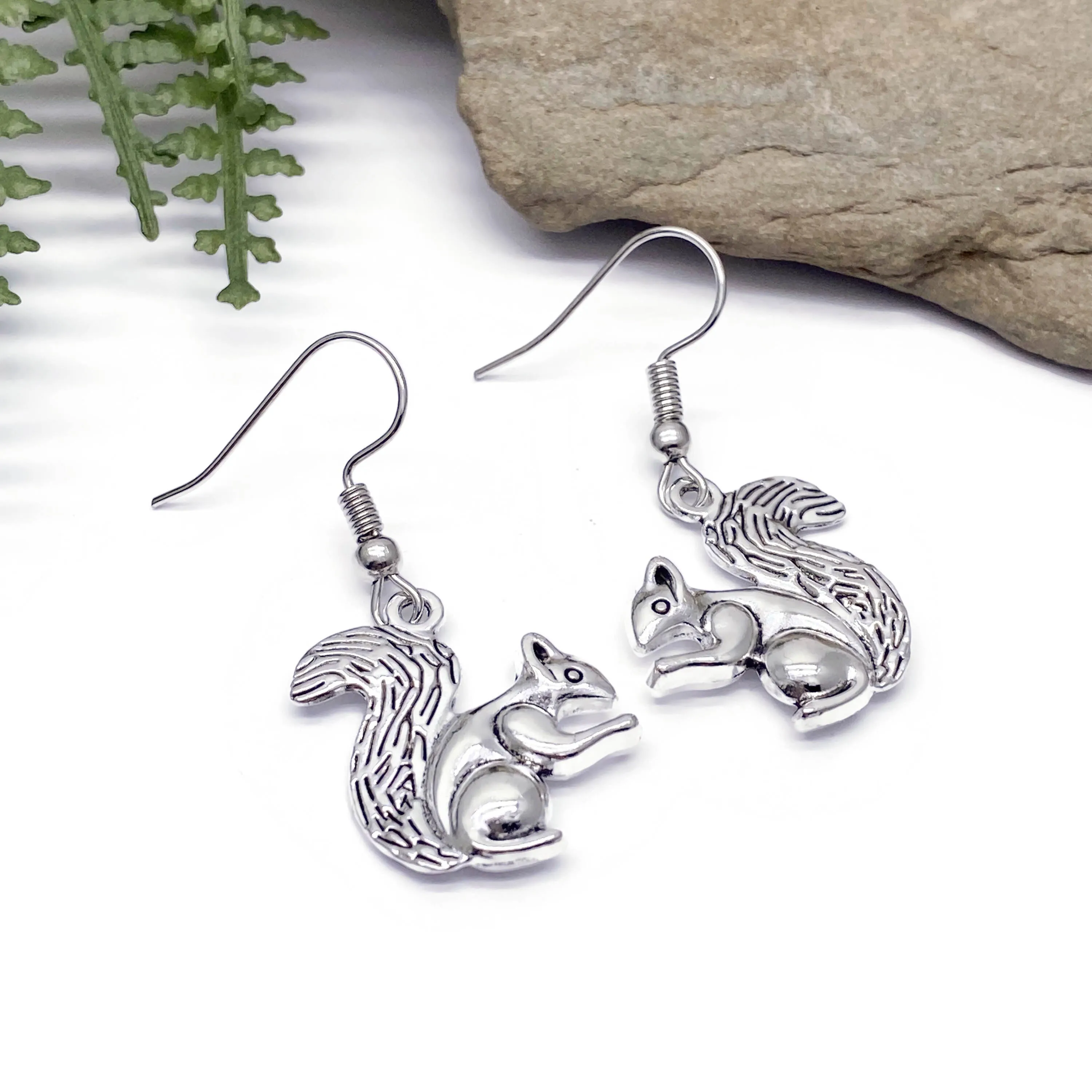 Squirrel Charm Tibetan Silver Plated Earrings