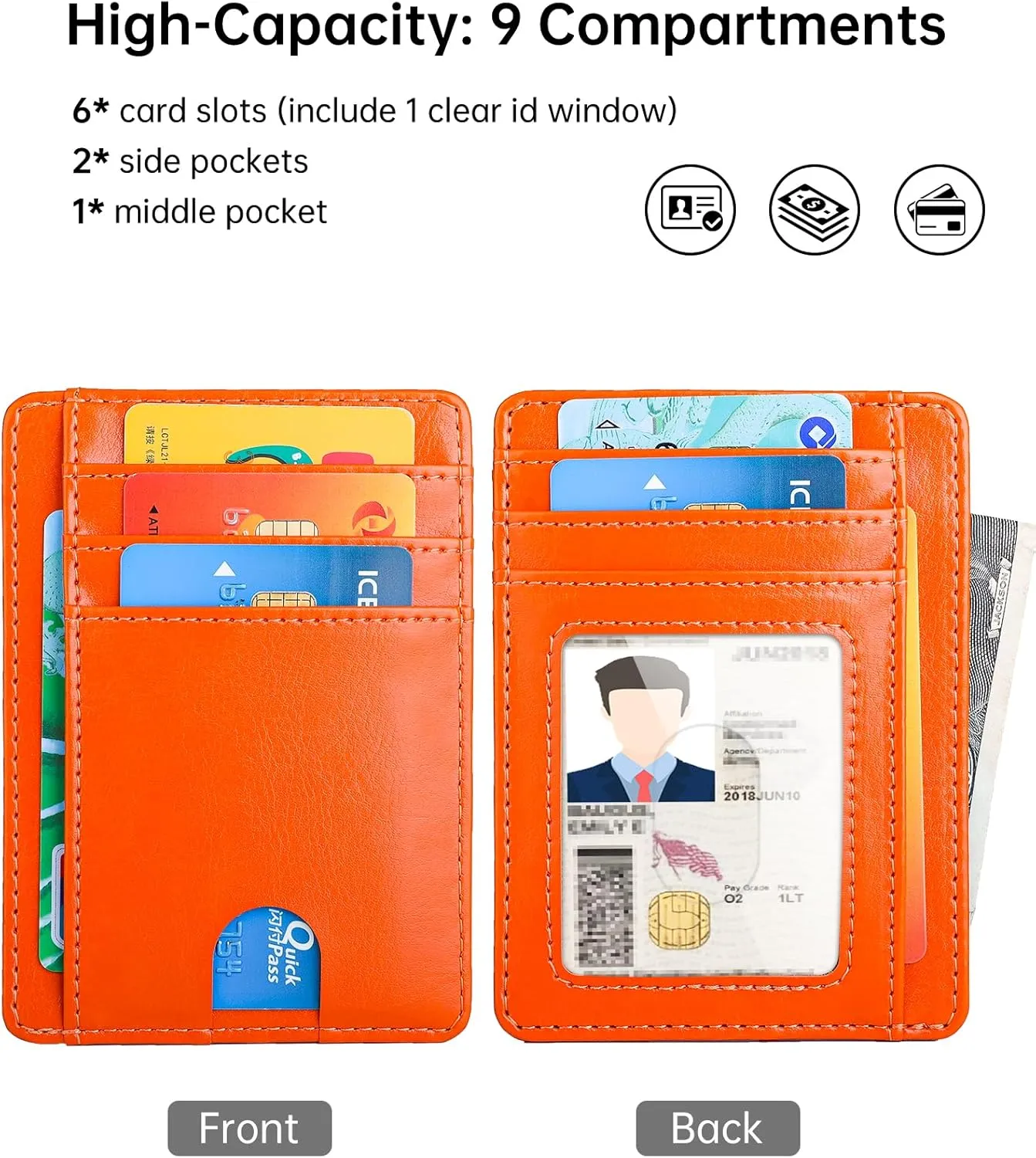 Teskyer Slim Wallet for Men, Minimalist Front Pocket RFID Blocking Leather Wallet Credit Card Holder for Men & Women