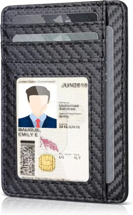 Teskyer Slim Wallet for Men, Minimalist Front Pocket RFID Blocking Leather Wallet Credit Card Holder for Men & Women