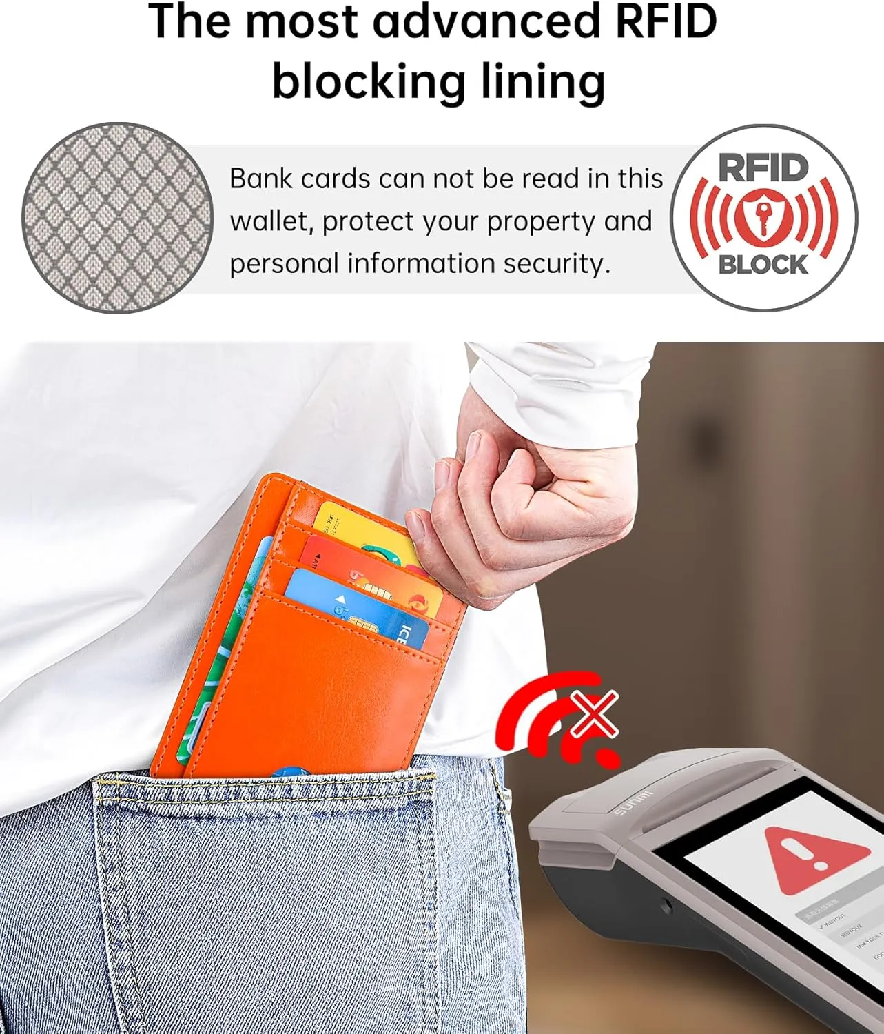 Teskyer Slim Wallet for Men, Minimalist Front Pocket RFID Blocking Leather Wallet Credit Card Holder for Men & Women