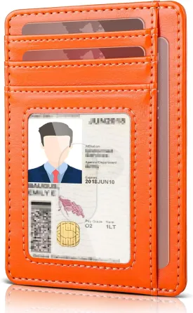 Teskyer Slim Wallet for Men, Minimalist Front Pocket RFID Blocking Leather Wallet Credit Card Holder for Men & Women