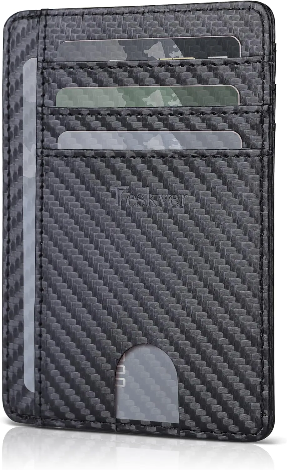 Teskyer Slim Wallet for Men, Minimalist Front Pocket RFID Blocking Leather Wallet Credit Card Holder for Men & Women