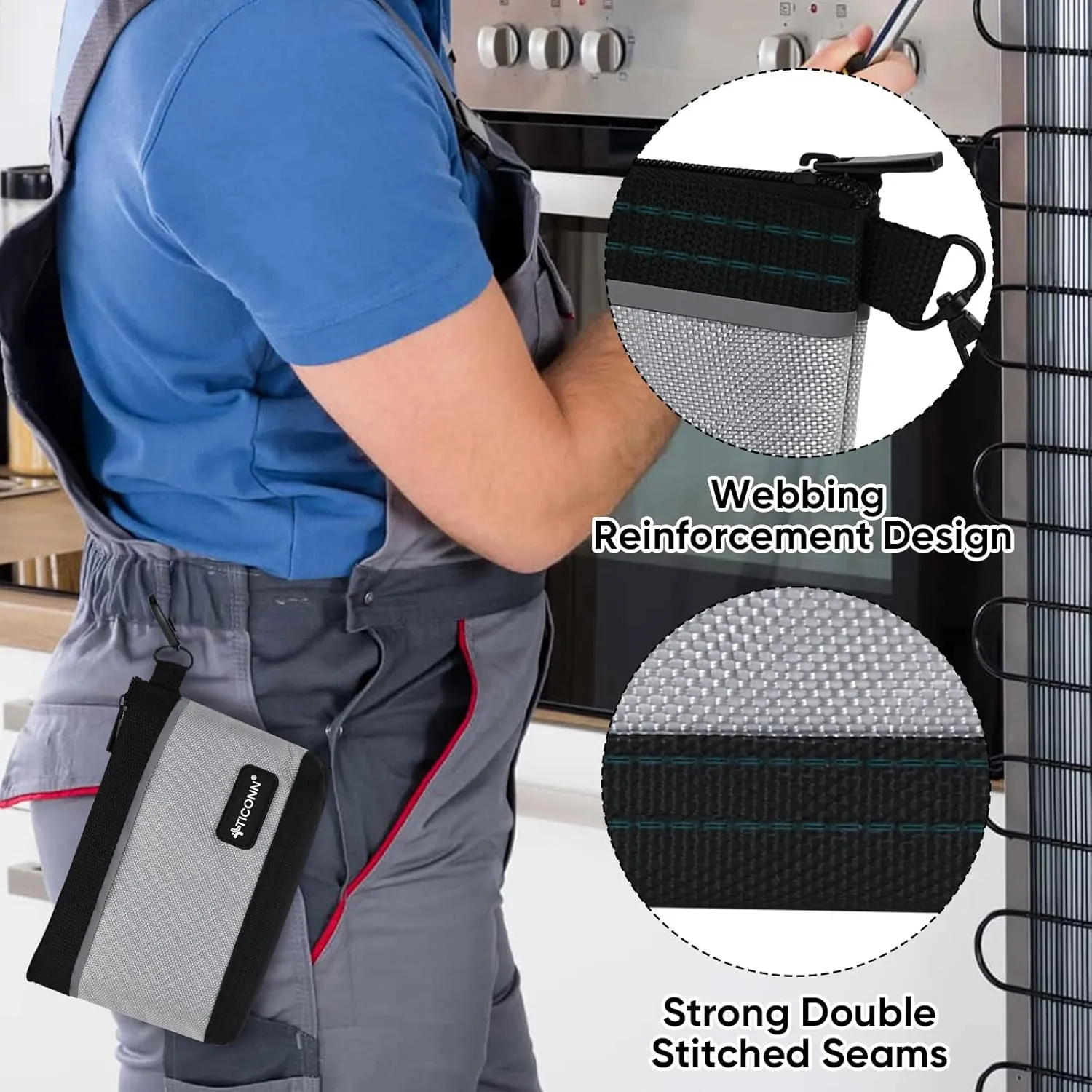TICONN Tool Pouches with Zipper, 1680D Oxford Small Tool Bags, Waterproof Utility Bag Zipper Pouch for Tool Organizers and Storage (9 Pack Medium)