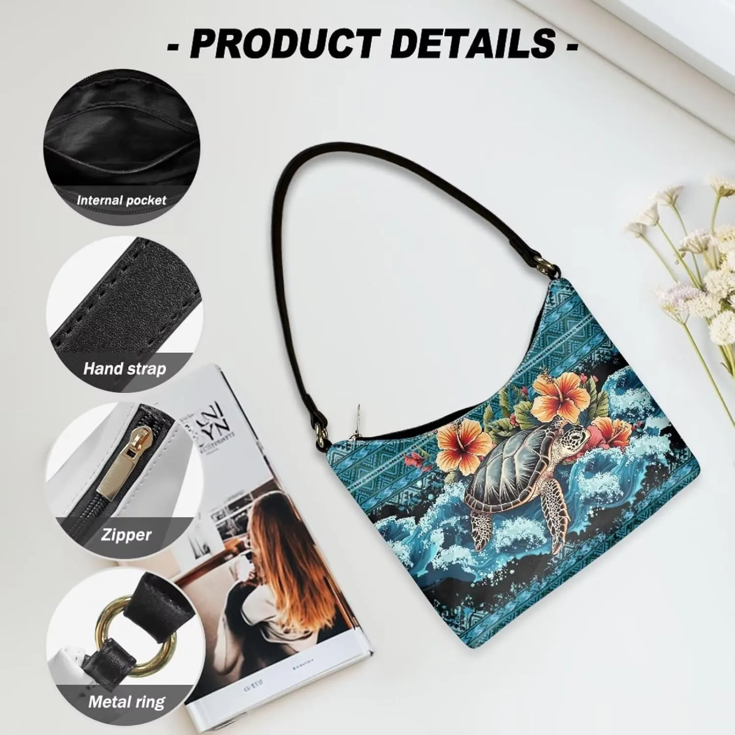 Top Handle Shoulder Purse Leather Clutch Tote Bag Crescent Underarm Purses for Women Lady