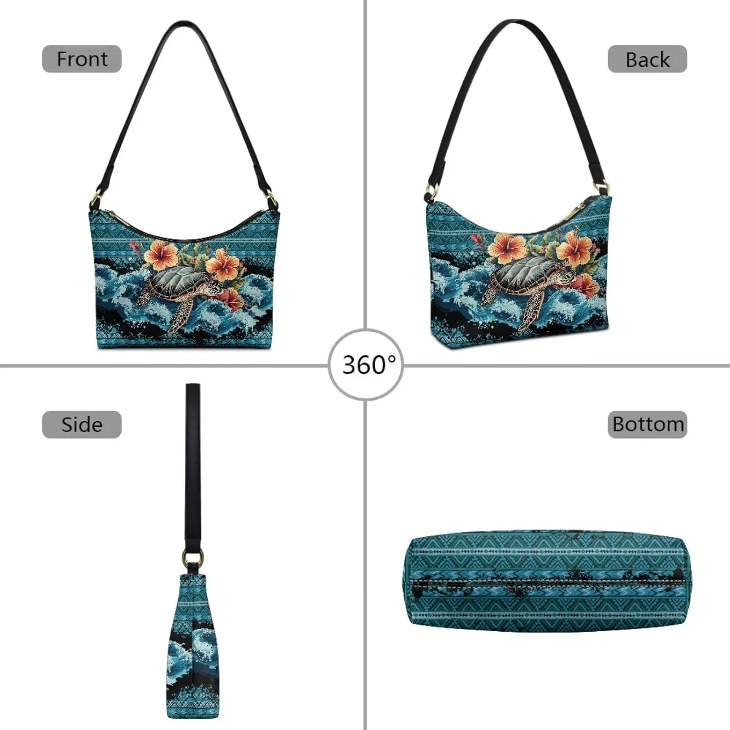 Top Handle Shoulder Purse Leather Clutch Tote Bag Crescent Underarm Purses for Women Lady