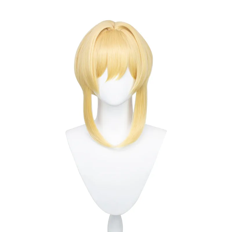 Uwowo Genshin Impact Female Traveler Cosplay Wig 35cm Gold Short Hair Lumine/Hotaru/Hyeong/荧