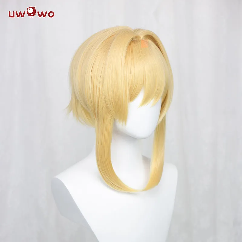Uwowo Genshin Impact Female Traveler Cosplay Wig 35cm Gold Short Hair Lumine/Hotaru/Hyeong/荧