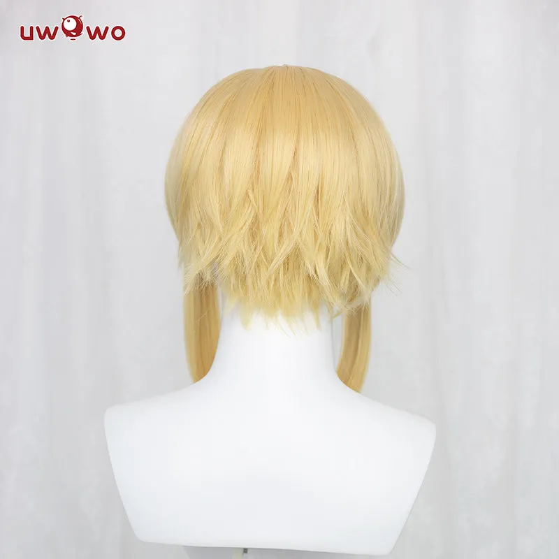 Uwowo Genshin Impact Female Traveler Cosplay Wig 35cm Gold Short Hair Lumine/Hotaru/Hyeong/荧