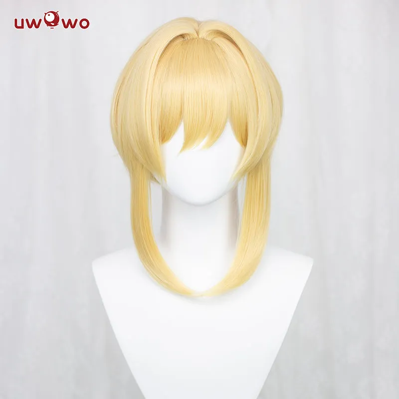 Uwowo Genshin Impact Female Traveler Cosplay Wig 35cm Gold Short Hair Lumine/Hotaru/Hyeong/荧