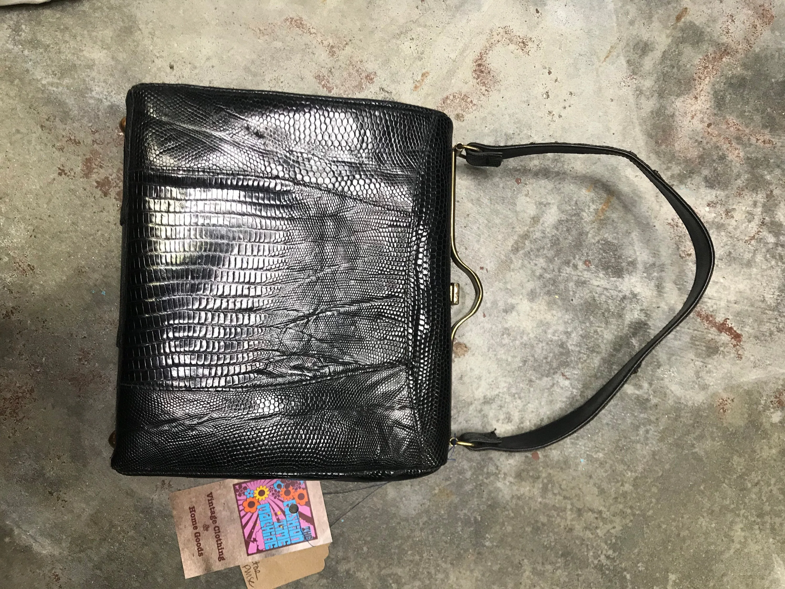 Vintage 1950s/ 50/ Pinup/ Retro/ Alligator Lizard Reptile/ Kisslock/ Handbag Purse