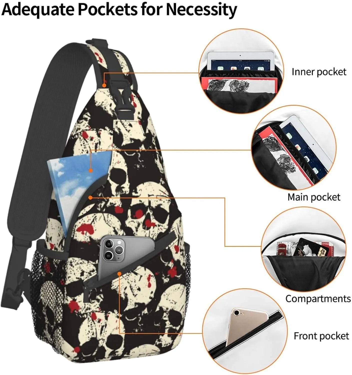 VOOHDDY Sling Bag For Women Men Travel Hiking Backpack Crossbody Shoulder Chest Bags Casual Daypack Sport
