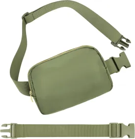 Waist Belt Bag Fashion Fanny Women Waist Pack With Adjustable Strap For Travel Running Hiking Walking Khaki Green with rope
