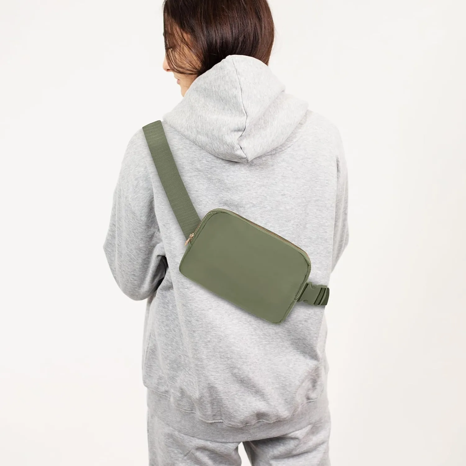 Waist Belt Bag Fashion Fanny Women Waist Pack With Adjustable Strap For Travel Running Hiking Walking Khaki Green with rope