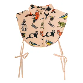 Women's Detachable Collar - Button Down - Peach with animal print